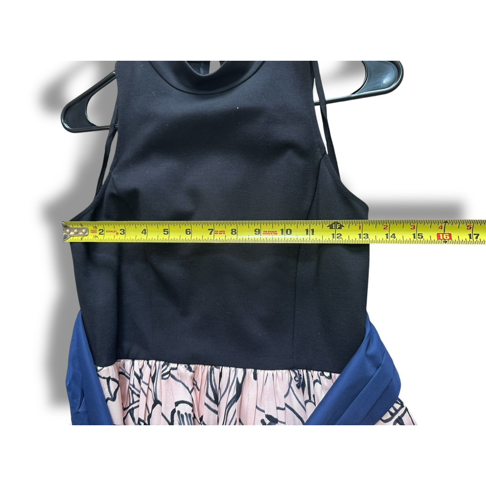 Moulinette Soeurs Dress Sumi Hi Low Black Pink Waist Tie Bow Anthropologie Siz 4 - Picture 6 of 9